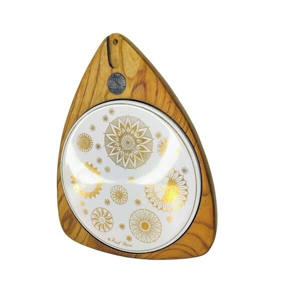 Vintage 60s MCM Fred Press Celestial Wood Ceramic Tile Cheese Charcuterie Board - Picture 5 of 7